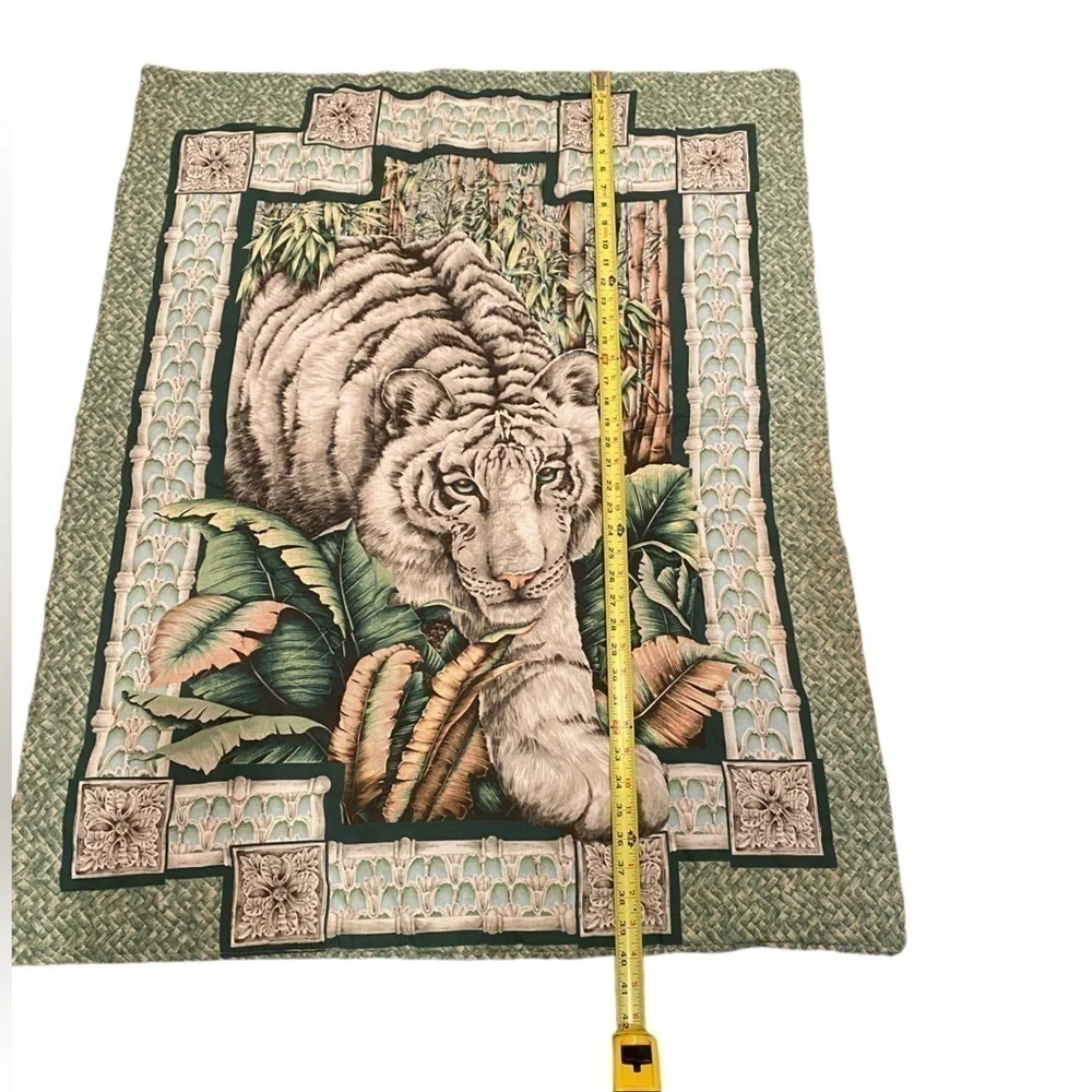 Fabric Quilted Tiger Wallhanging White Tiger on Back